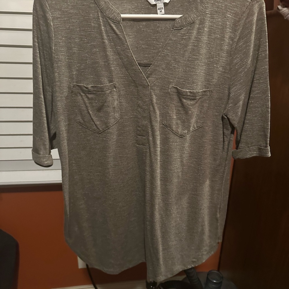 Sonoma Heathered Green V-Neck Top